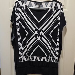 Alfani Black and White Geometric Blouse